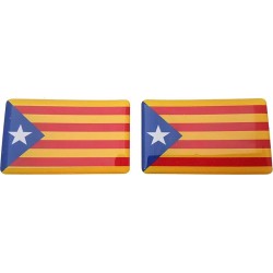 Catalonia Catalan Independence Flag Sticker Decal Badge 3d Resin Gel Domed 2 Pack 52mm x 32mm