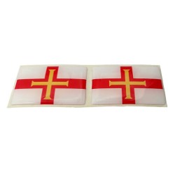 Guernsey Flag Sticker Decal Bailiwick Channel Island Badge 3d Resin Gel Domed 2 Pack 52mm x 32mm