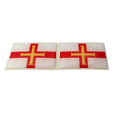Guernsey Flag Sticker Decal Bailiwick Channel Island Badge 3d Resin Gel Domed 2 Pack 52mm x 32mm