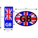GB Vehicle Number Plate Front and Rear Sticker and Oval GB Badge Set (Coloured)